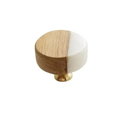 Bouton de Meuble Rond en Bois et Marbre, 40mm