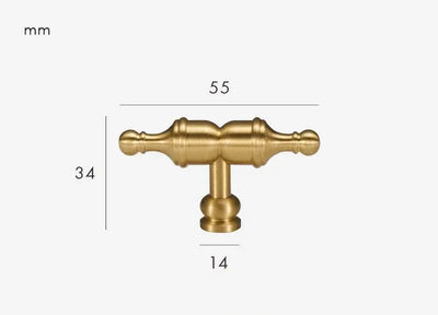 Bouton de Meuble Ancien en Laiton Doré Brossé