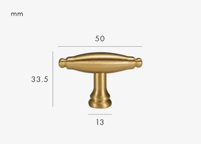 Bouton de Meuble Ovale Ancien, Laiton Or Brossé