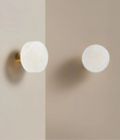 Bouton de Meuble Disque Blanc Perlé sur Pied Conique en Laiton, 30 mm