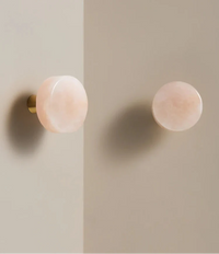Bouton de Meuble Rose Effet Marbre, Pied Conique en Laiton, 30 mm, vue 2