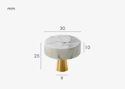 Bouton de Meuble Laiton Effet Marbre pour Tiroirs et Placards