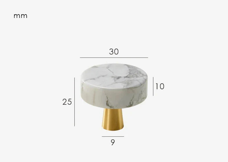 Bouton de Meuble Laiton Effet Marbre pour Tiroirs et Placards