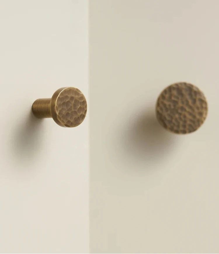 Bouton de Meuble Rond Plat Martelé Laiton Bronze, 20 ou 32 mm