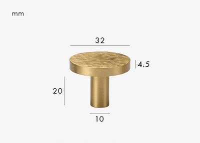 Bouton de Meuble Martelée en Laiton Finition Or Brossé