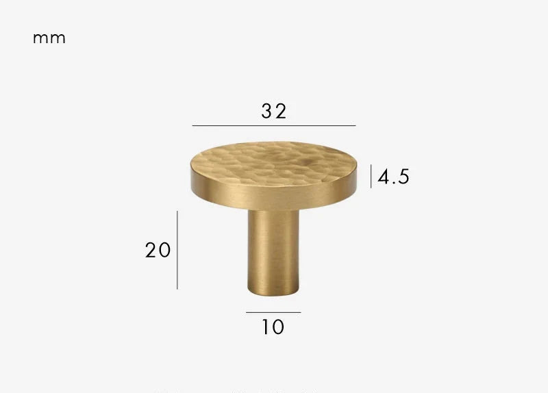 Bouton de Meuble Martelé en Laiton Or Brossé, 20 ou 32 mm, vue 4