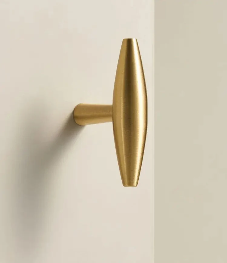 Bouton de Meuble Ovale Doré en Laiton pour Tiroirs