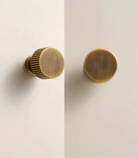Bouton de Meuble Cylindrique Strié Finition Bronze Brossé, 28 ou 35 mm