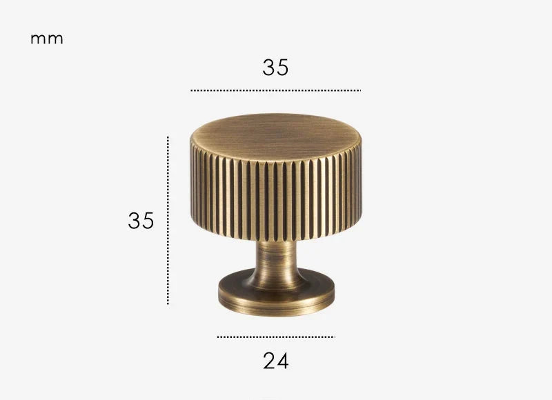Bouton de Meuble Cylindrique Strié Finition Bronze Brossé, 28 ou 35 mm, vue 3