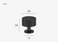 Bouton de Meuble Cylindrique Strié Noir en Laiton, 28 ou 35 mm, vue 2