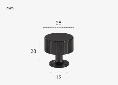 Bouton de Meuble Cylindrique Strié Noir en Laiton, 28 ou 35 mm, vue 2