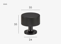 Bouton de Meuble Cylindrique Strié Noir en Laiton, 28 ou 35 mm, vue 3