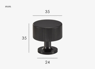 Bouton de Meuble Cylindrique Strié Noir en Laiton, 28 ou 35 mm, vue 3