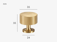Bouton de Meuble Cylindrique Strié en Laiton Or Brossé, 28 ou 35 mm, vue 3