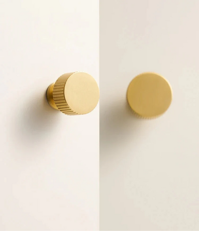 Bouton de Meuble Strié en Laiton Or Brossé