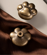 Bouton de Meuble Patte de Chat, Laiton Bronze Antique, 39 mm