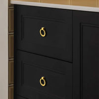 Bouton de Meuble Anneau en Laiton Or Brillant
