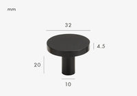 Bouton de Meuble Rond Plat Noir Mat en Laiton, 20 ou 32 mm, vue 3
