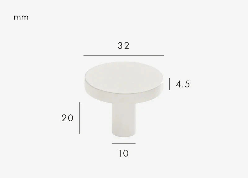 Bouton de Meuble Rond Plat Blanc en Laiton, 20 ou 32 mm, vue 3