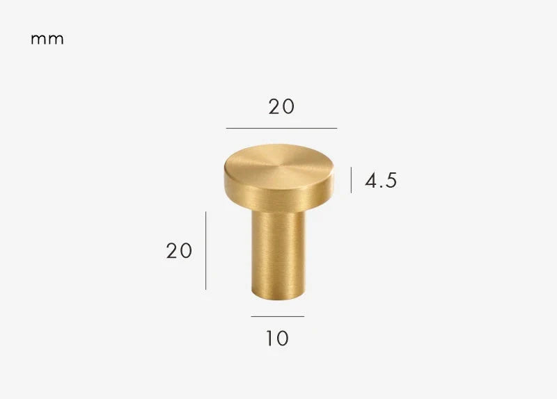 Bouton de Meuble Rond Plat Laiton Or Brossé, 20 ou 32 mm, vue 2