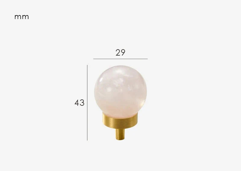 Bouton de Meuble Effet Perle Rose en Laiton