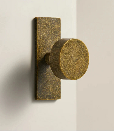 Bouton de Meuble Effet Pierre Ocre Vieilli en Laiton Massif