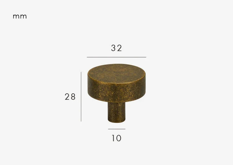 Bouton de Meuble Rond en Laiton Massif Vieilli, Seul ou sur Platine, vue 4
