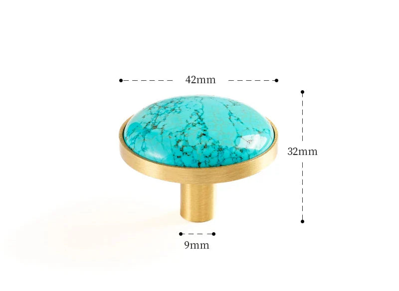 Univers des Poignées Bouton Laiton Pierre Naturelle Bleu Tiffany