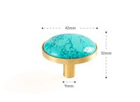 Bouton de Meuble en Laiton et Pierre Naturelle Turquoise, 22 à 42 mm, vue 4