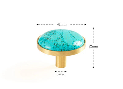 Univers des Poignées Bouton Laiton Pierre Naturelle Bleu Tiffany