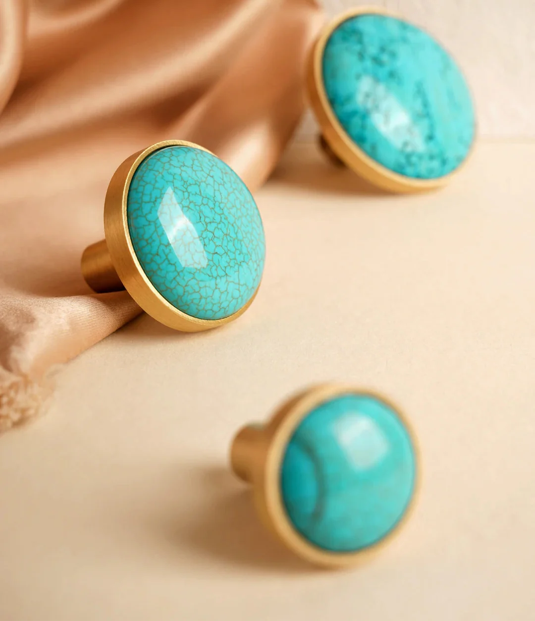 Univers des Poignées Bouton Laiton Pierre Naturelle Bleu Tiffany