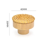 Bouton de Meuble Rond en Bois et Rotin Tressé, 40 mm, vue 3