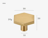 Bouton de Meuble Hexagonal en Laiton Or Brossé, vue 3
