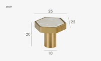 Bouton de Meuble Hexagonal en Laiton, Insert Blanc Nacré, vue 2