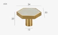 Bouton de Meuble Hexagonal en Laiton, Insert Blanc Nacré, vue 4