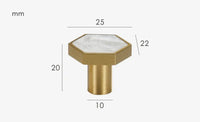 Bouton de Meuble Hexagonal Blanc Effet Marbre en Laiton, 3 Tailles, vue 2