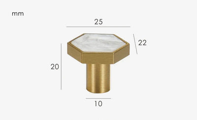 Bouton de Meuble Naturel Blanc Effet Marbre en Laiton