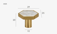 Bouton de Meuble Hexagonal Blanc Effet Marbre en Laiton, 3 Tailles, vue 3