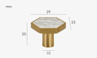 Bouton de Meuble Naturel Blanc Effet Marbre en Laiton