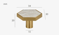 Bouton de Meuble Hexagonal Blanc Effet Marbre en Laiton, 3 Tailles, vue 4