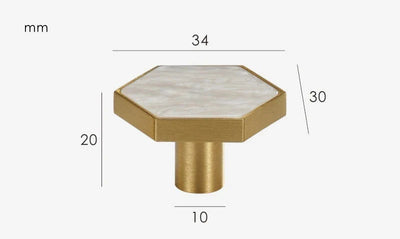 Bouton de Meuble Naturel Blanc Effet Marbre en Laiton