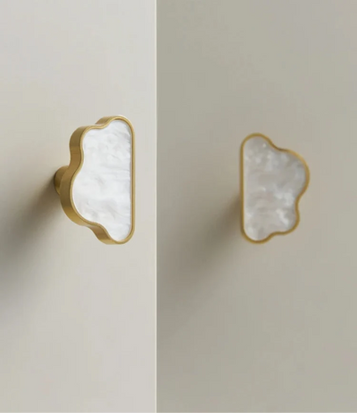 Bouton de Meuble Nuage en Laiton Blanc pour Armoire