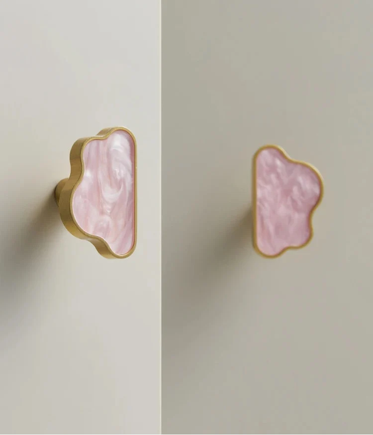 Bouton de Meuble en Forme de Nuage Rose en Laiton