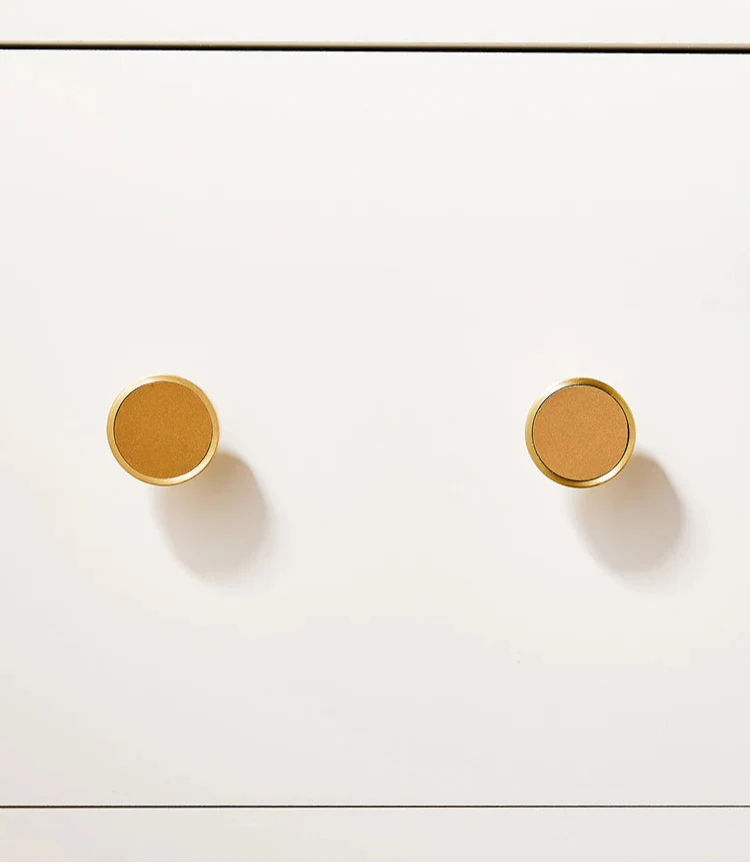 Bouton de Meuble Laiton Or Brossé, Insert Bois ou Couleur, 35 mm, vue 3