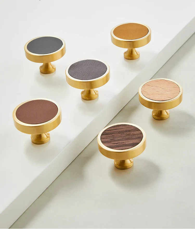Univers des Poignées Bouton de Meuble Or Brossé avec Insert