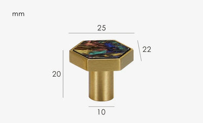 Signature Bouton de Meuble Hexagonal en Laiton