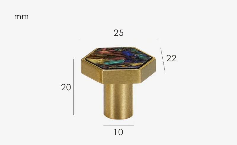 Signature Bouton de Meuble Hexagonal en Laiton