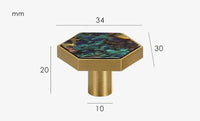Bouton de Meuble Hexagonal en Laiton, Insert Multicolore Irisé, vue 4