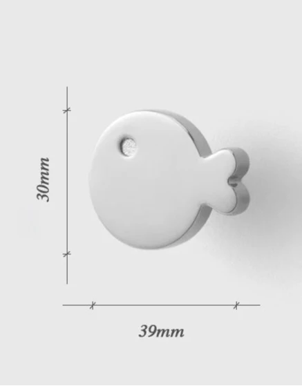Bouton de Meuble Poisson ou Baleine Chromé, Animaux Marins, vue 3