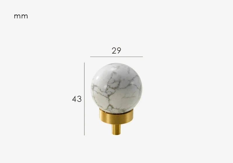 Bouton de Meuble Rond en Laiton, Design Effet Marbre